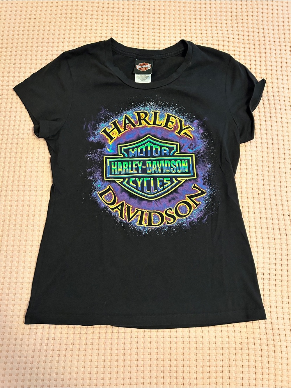 Harley‑Davidson Black Tee with Neon Logo